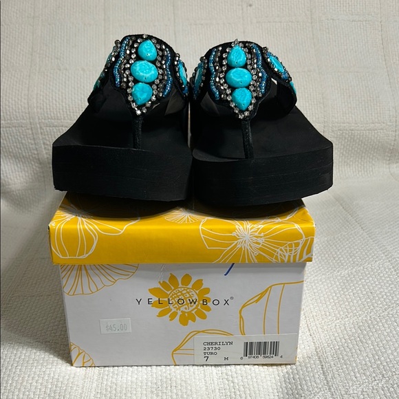 Yellow Box Turquoise Beaded Sandals - Picture 5 of 5